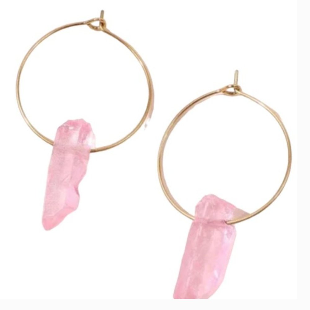 ❤️ FREE Faux Stone Charm Boho Drop Peasant Hipster Farm Hippie Art Hoop Earrings